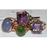 FOUR ASSORTED GEM SET DRESS RINGS