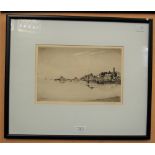 GROUP OF FOUR ETCHINGS TO INCLUDE JAMES MACINTYRE, 'EAST BAY DUNOON', 17.5CM X 26CM, ANOTHER BY