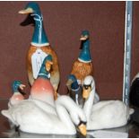 TWO BESWICK SWANS NO. 1685 AND 1684, TOGETHER WITH TWO BESWICK DUCKS 756-1 AND 756-2, ALSO