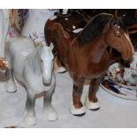 TWO BESWICK SHIRE HORSE FIGURES