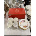 A ROYAL CROWN DERBY 'DERBY POSIES' PART COFFEE SET AND A BOXED ROYAL CROWN DERBY SUGAR AND