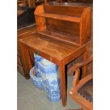 A PINE SIDE TABLE WITH UPRIGHT GALLERY BACK AND SINGLE FRIEZE DRAWER