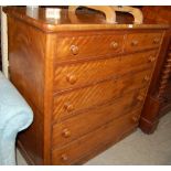 A VICTORIAN SATINWOOD CHEST OF TWO SHORT OVER FOUR LONG GRADUATED DRAWERS