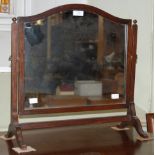 A 19TH CENTURY ROSEWOOD RECTANGULAR WALL MIRROR, TOGETHER WITH AN EARLY 20TH CENTURY OAK DRESSING