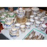 TWO 19TH CENTURY PART TEA SETS, ONE BLUE AND OFF-WHITE WITH RICHLY GILDED DETAILS, PATTERN 565,