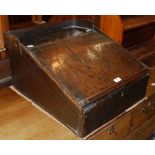 AN ANTIQUE STAINED WOOD LECTERN/ SHOP KEEPERS COUNTER TOP DESK WITH HINGED FALL-FRONT