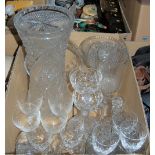 A BOX OF ASSORTED GLASSWARE