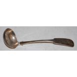 AN EARLY 19TH CENTURY SCOTTISH PROVINCIAL SILVER SAUCE LADLE, JOHN URQUHART, PERTH, STRUCK 'JU'