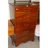 EARLY 20TH CENTURY MAHOGANY TALL CHEST OF FIVE DRAWERS WITH BRASS HANDLES