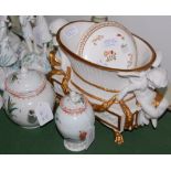 A COLLECTION OF CERAMICS TO INCLUDE CHINESE PORCELAIN FAMILLE ROSE TEAPOT AND COVER, A MATCHING