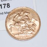 AN EDWARD VII GOLD SOVEREIGN, DATED 1908