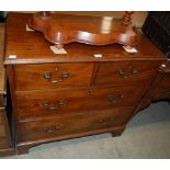 A 19TH CENTURY MAHOGANY CHEST OF TWO SHORT OVER TWO LONG DRAWERS ON BRACKET FEET