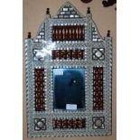 EASTERN DARK WOOD AND MOTHER OF PEARL INLAID WALL MIRROR