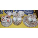 A CROWN STAFFORDSHIRE MAYTIME PART TEA SET TOGETHER WITH A JAMES KENT OLD FOLEY JAPANNED PATTERN