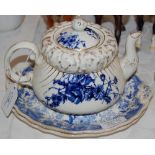 A PAIR OF ANTIQUE DAVENPORT BLUE AND WHITE TUREENS STANDS, CIRCA 1823, TOGETHER WITH A 'R. H. &
