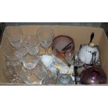 BOX OF ASSORTED CERAMICS, GLASSWARE, EP WARE