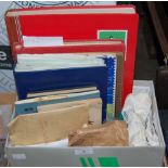 BOX - CONTAINING VARIOUS STAMP ALBUMS, BAGS OF LOOSE STAMPS ETC