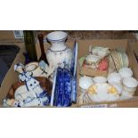 TWO BOXES OF ASSORTED CERAMICS TO INCLUDE A ROYAL ALBERT WOODLAND PATTERN PART TEA SET, BLUE AND