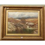 LATE 19TH/ EARLY 20TH CENTURY SCOTTISH SCHOOL, AUTUMNAL LANDSCAPE WITH RIVER, FIGURE AND DOG, OIL ON