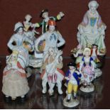 A GROUP OF NINE CONTINENTAL PORCELAIN FIGURE GROUPS