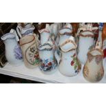 A GROUP OF NINE 19TH CENTURY SCOTTISH POTTERY JUGS, TO INCLUDE PATTERNS 'ARAB', 'GLENCOE', '