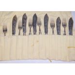 SIX SHEFFIELD SILVER BLADES AND SIX SHEFFIELD FORK TINES