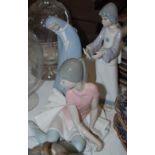 TWO LLADRO FEMALE FIGURE GROUPS, TOGETHER WITH A SPANISH FEMALE FIGURE GROUP