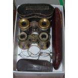 BOX - CONTAINING THREE PAIRS OF VINTAGE OPERA GLASSES TO INCLUDE A PAIR BY CHEVALIER, PARIS,