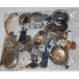 A BAG OF ASSORTED WATCH PARTS