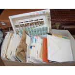 A STAMP COLLECTION CONTAINING ASSORTED ALBUMS, LOOSE STAMPS, FIRST DAY COVERS, SHEETS OF STAMPS ETC