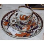 FOUR PIECES OF 19TH CENTURY ENGLISH PORCELAIN, PATTERN NO. 490, COMPRISING TEACUP AND SAUCER, COFFEE