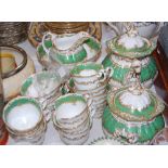 A 19TH CENTURY PART TEA SET WITH GREEN BORDER AND RICHLY GILDED DETAILS, PATTERN 288