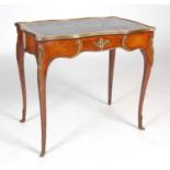 A late 19th/ early 20th century rosewood and gilt metal mounted writing table, the rectangular top