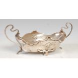 An Edwardian Art Nouveau silver twin handled bonbon dish, Sheffield, 1907, makers mark of WF over