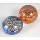 Two Ysart paperweights, comprising a Salvador Ysart concentric millefiori paperweight on an opaque