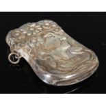 An American Art Nouveau sterling silver vesta case, embossed to both sides with a maiden and