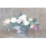 ARR AR Constance Walton RSW (1866-1960) Roses watercolour, signed lower right and inscribed on label