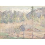 F.W. Lee Alpine landscape watercolour, signed and dated 1907 16cm x 21cm