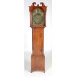 A George III oak longcase clock, JNO. THOMSON, LESLIE, the brass dial and brass chapter ring with