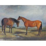 John MacLeod (19th century) Two Bay horses oil on canvas 69.5cm x 89.5cm