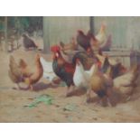 Robert Russell Macnee RGI (1880-1952) The poultry yard oil on canvas, signed lower left 33.5cm x