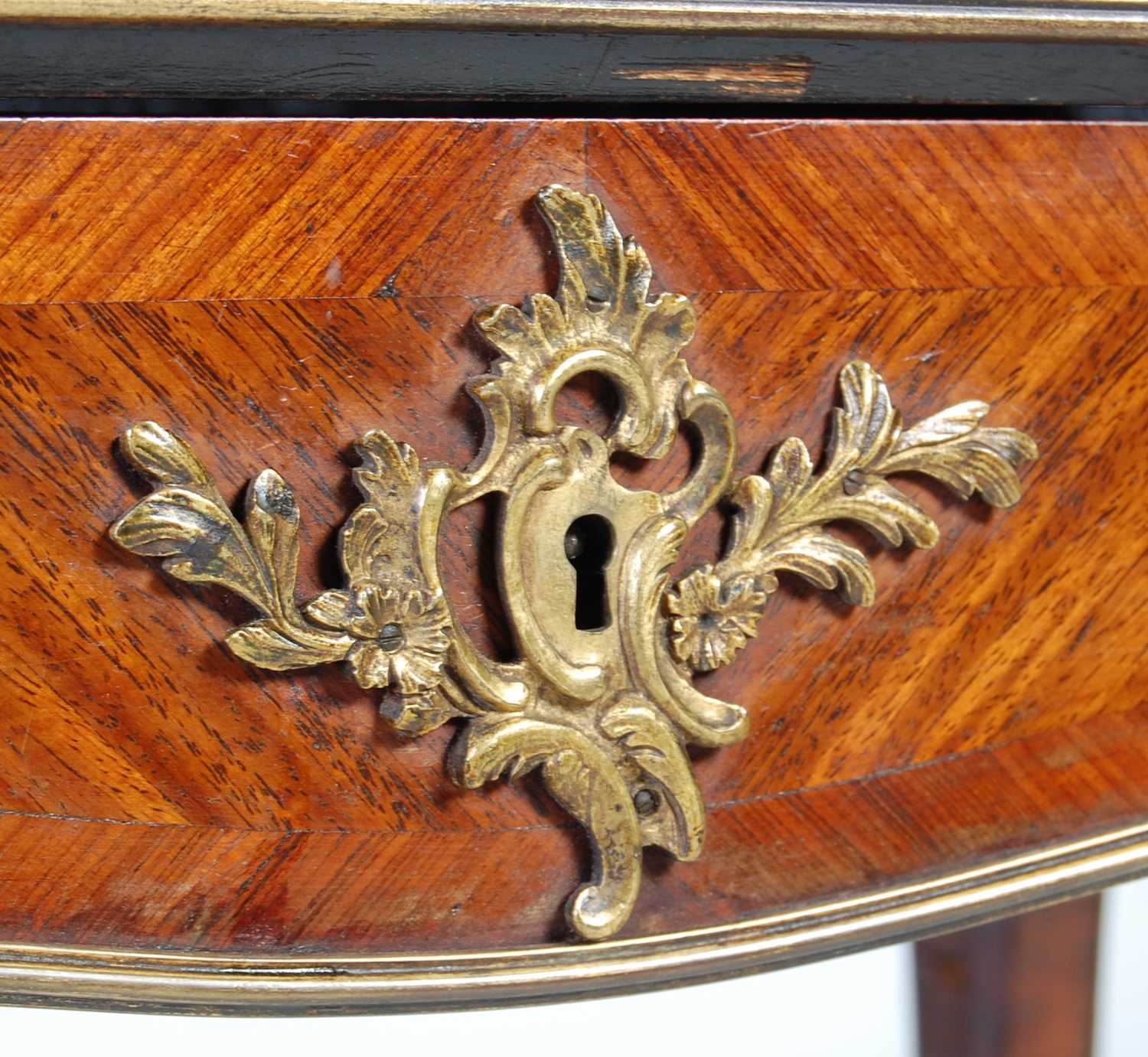 A late 19th/ early 20th century rosewood and gilt metal mounted writing table, the rectangular top - Image 4 of 12