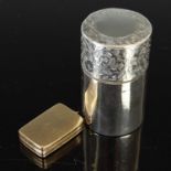 An Edwardian silver scent bottle, Birmingham, 1900, makers mark rubbed, of cylindrical form with