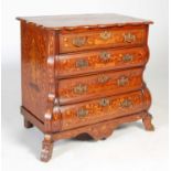 A 19th century Dutch mahogany and marquetry inlaid chest, the shaped rectangular top inlaid with a