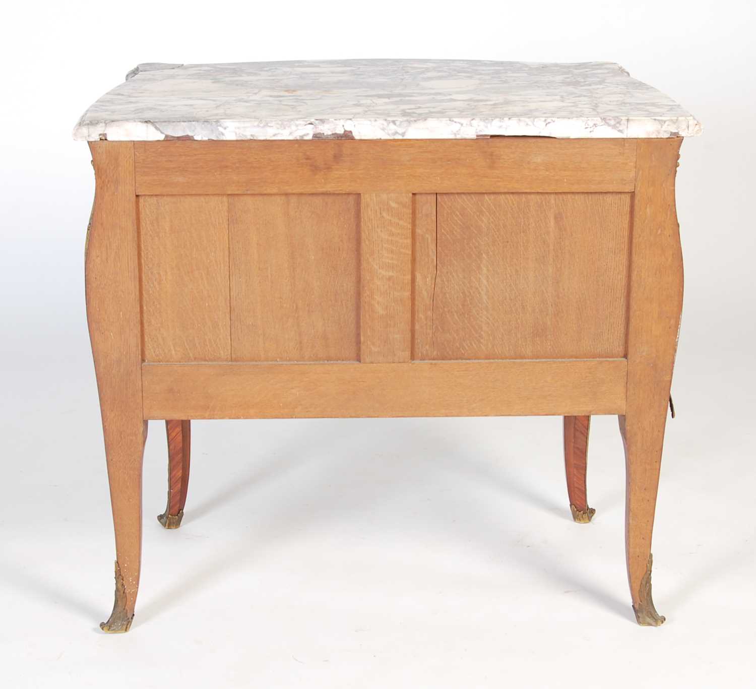 A late 19th century French Louis XV style kingwood, marquetry and ormolu mounted commode of bombe - Image 9 of 10