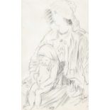 Manner of Augustus John Mother and child charcoal, signed 'John' lower right 23cm x 14cm
