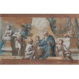 19th century European School Allegorical study with philosopher watercolour, indistinctly signed