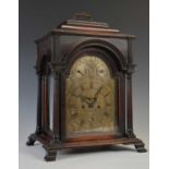 A George III mahogany bracket clock, George Fee, Coventry, the silvered dial with Arabic and Roman