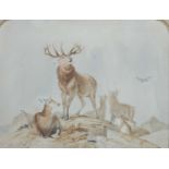 19th century Scottish School, follower of Sir Edwin Henry Landseer Highland landscape with stag