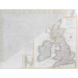 A 19th century map of Great Britain and Ireland with ye Judges Circuits, with hand coloured details,